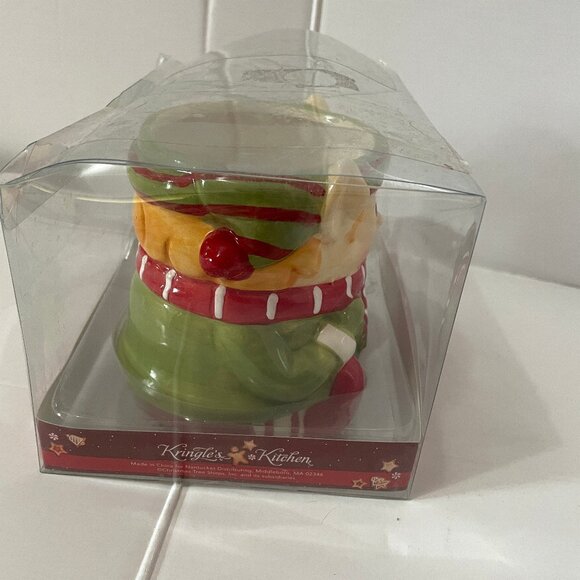 NOB Kringle's Kitchen Holiday Mug Gift Set: Elf Ceramic Mug & Spoon Rest Bad Box - Picture 8 of 11